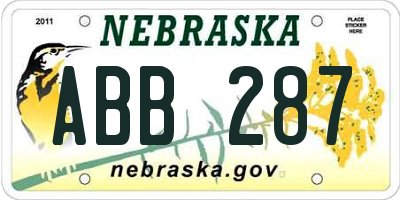 NE license plate ABB287