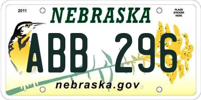 NE license plate ABB296