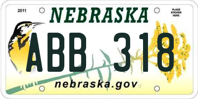 NE license plate ABB318