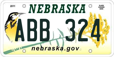 NE license plate ABB324