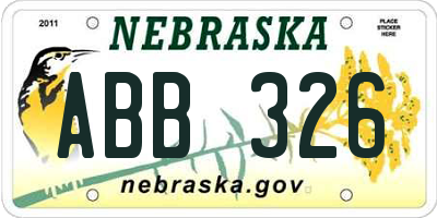 NE license plate ABB326
