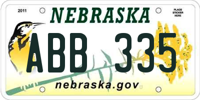 NE license plate ABB335