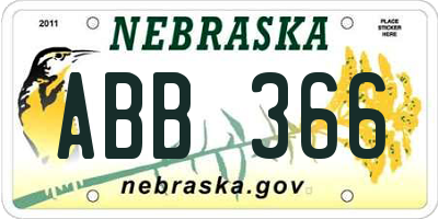 NE license plate ABB366