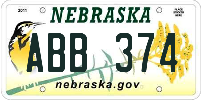 NE license plate ABB374