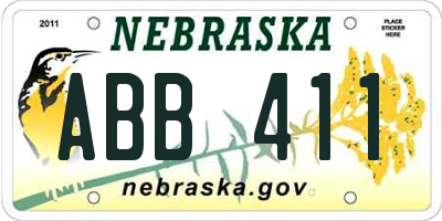 NE license plate ABB411