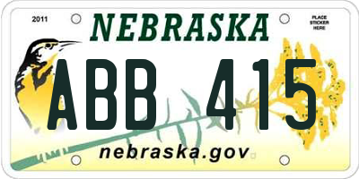 NE license plate ABB415