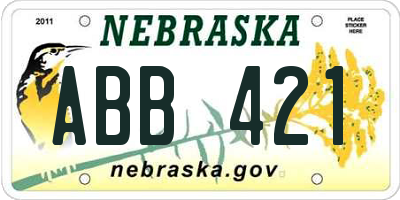 NE license plate ABB421