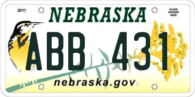 NE license plate ABB431
