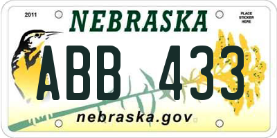 NE license plate ABB433