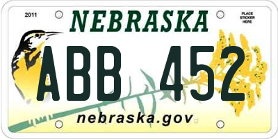NE license plate ABB452