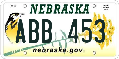 NE license plate ABB453