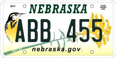 NE license plate ABB455
