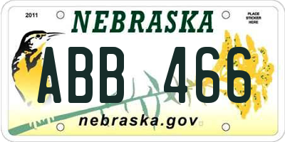 NE license plate ABB466
