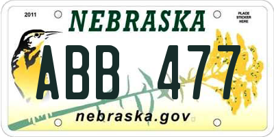 NE license plate ABB477