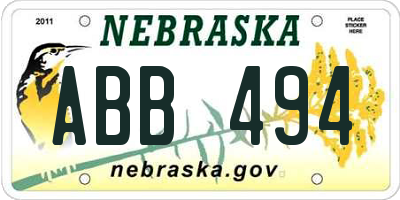 NE license plate ABB494