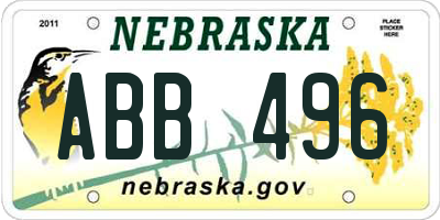 NE license plate ABB496
