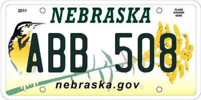 NE license plate ABB508