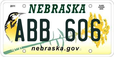 NE license plate ABB606