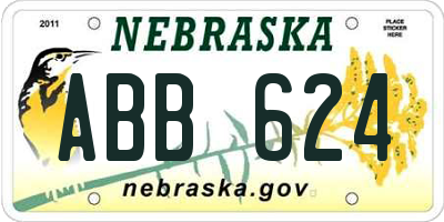 NE license plate ABB624