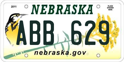 NE license plate ABB629