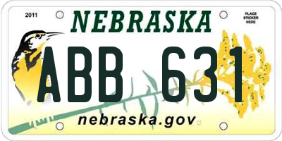 NE license plate ABB631