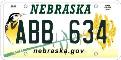 NE license plate ABB634