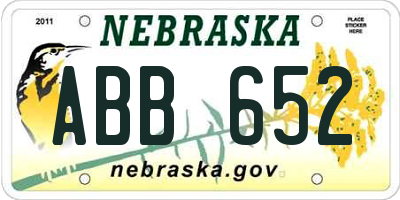 NE license plate ABB652