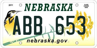 NE license plate ABB653