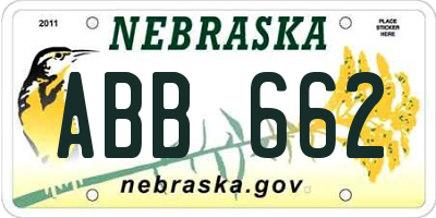 NE license plate ABB662