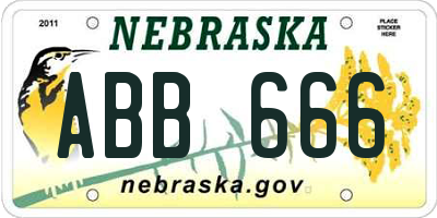 NE license plate ABB666