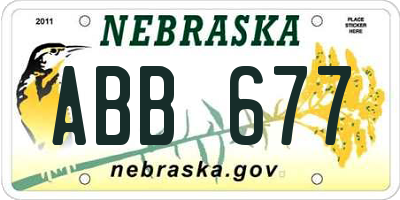 NE license plate ABB677