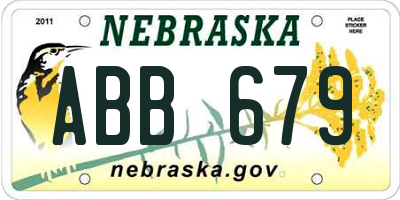 NE license plate ABB679