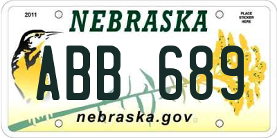 NE license plate ABB689