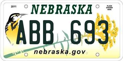 NE license plate ABB693