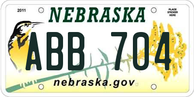 NE license plate ABB704