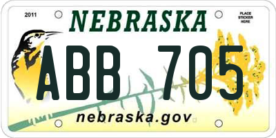 NE license plate ABB705