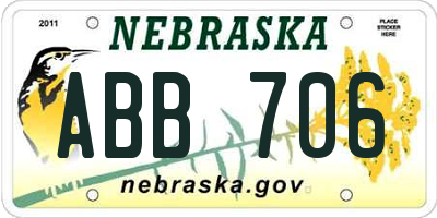 NE license plate ABB706