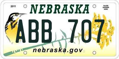 NE license plate ABB707