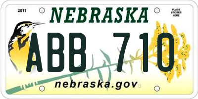 NE license plate ABB710