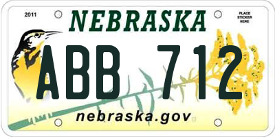 NE license plate ABB712