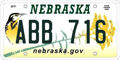 NE license plate ABB716