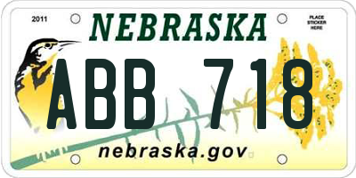 NE license plate ABB718