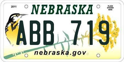 NE license plate ABB719