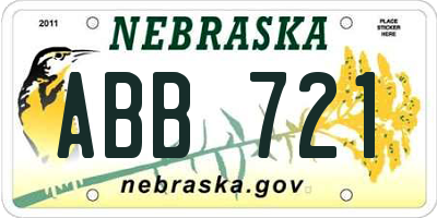 NE license plate ABB721