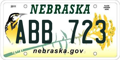 NE license plate ABB723