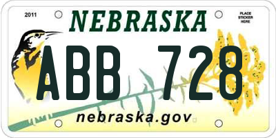 NE license plate ABB728