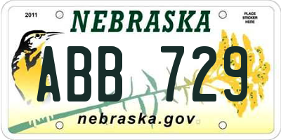 NE license plate ABB729