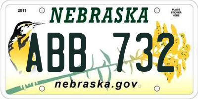 NE license plate ABB732