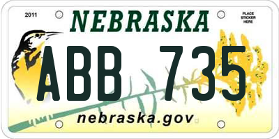 NE license plate ABB735