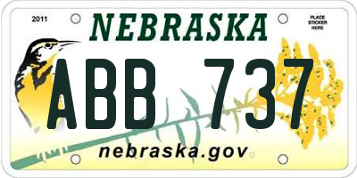 NE license plate ABB737